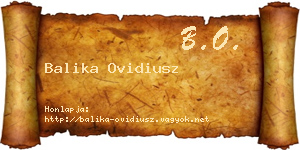 Balika Ovidiusz névjegykártya